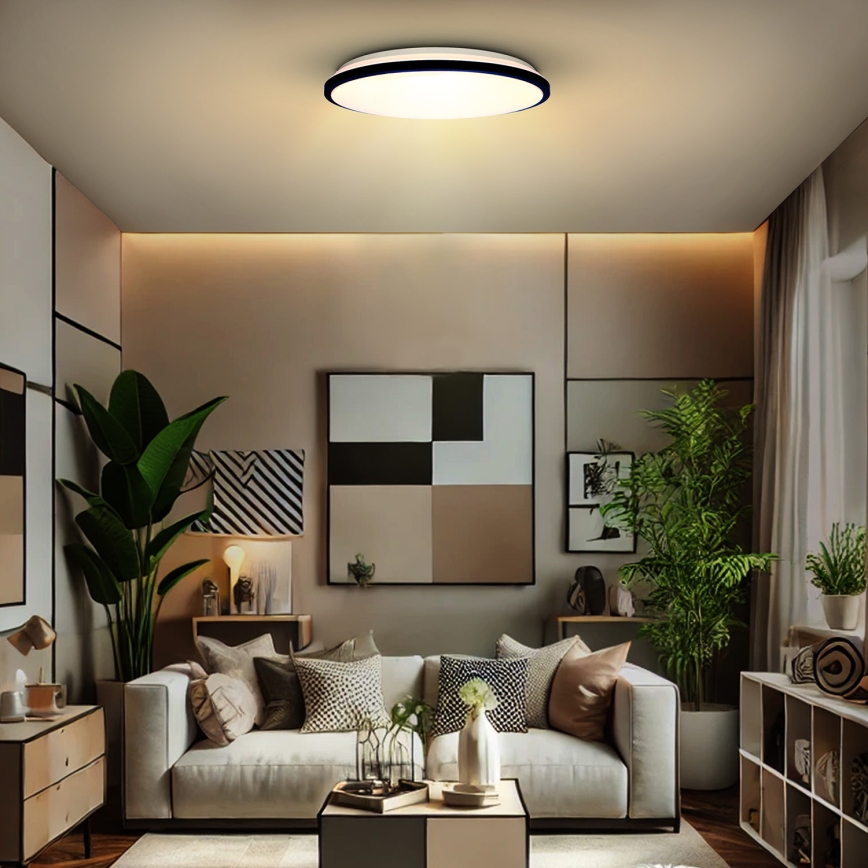 LED Zatemnitvena stropna svetilka JAMIL LED/48W/230V 3000-6500K črna + Daljinski upravljalnik