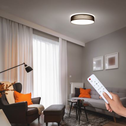 LED Zatemnitvena stropna svetilka PENLEY LED/48W/230V 3000-6500K pr. 40 cm črna + Daljinski upravljalnik
