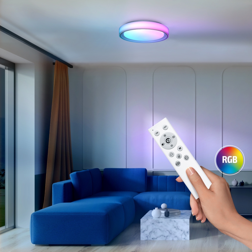 LED RGB Zatemnitvena stropna svetilka FLOCO LED/30W/230V 3000-6500K + RGB/6W pr. 40cm + Daljinski upravljalnik