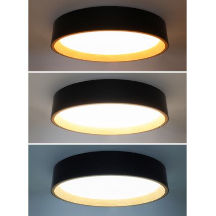 LED Zatemnitvena stropna svetilka LARIOS LED/48W/230V 3000-6500K pr. 39 cm črna + Daljinski upravljalnik