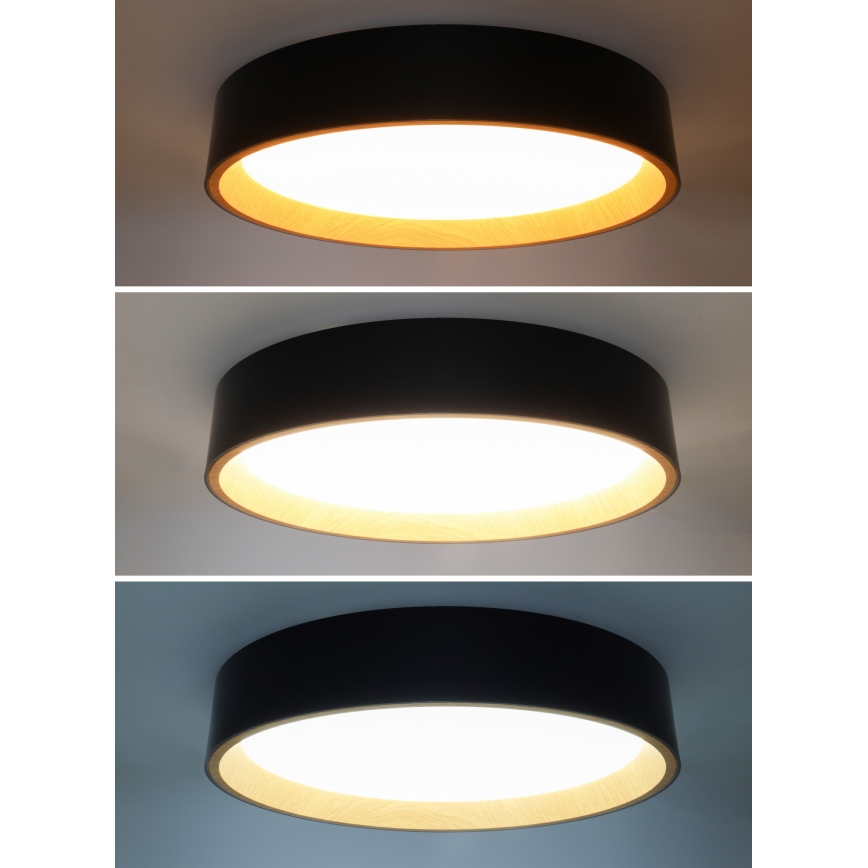 LED Zatemnitvena stropna svetilka LARIOS LED/48W/230V 3000-6500K pr. 39 cm črna + Daljinski upravljalnik