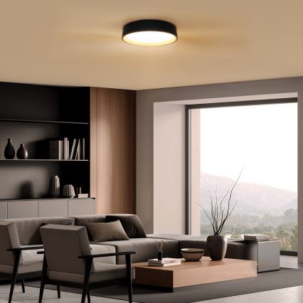 LED Zatemnitvena stropna svetilka LARIOS LED/48W/230V 3000-6500K pr. 39 cm črna + Daljinski upravljalnik