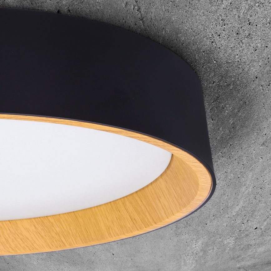 LED Zatemnitvena stropna svetilka LARIOS LED/48W/230V 3000-6500K pr. 39 cm črna + Daljinski upravljalnik