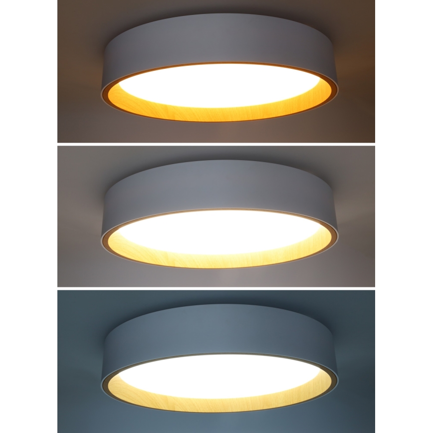 LED Zatemnitvena stropna svetilka LARIOS LED/48W/230V 3000-6500K pr. 39 cm bela + Daljinski upravljalnik