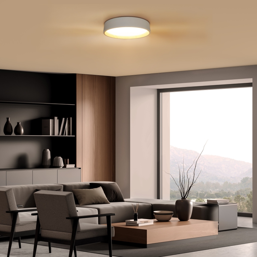 LED Zatemnitvena stropna svetilka LARIOS LED/48W/230V 3000-6500K pr. 39 cm bela + Daljinski upravljalnik