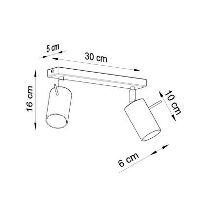 Reflektor RING 2 2xGU10/10W/230V črna