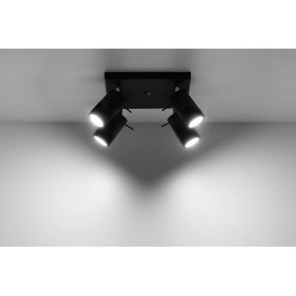 Reflektor RING 4 4xGU10/10W/230V črna