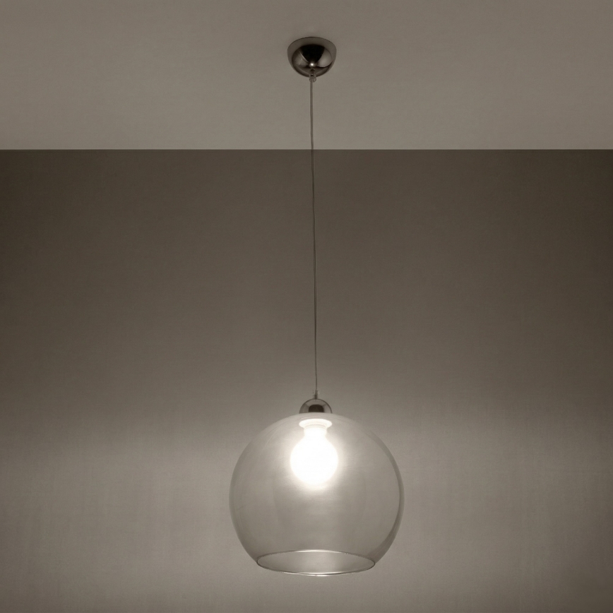 Viseči lestenec BALL, 1xE27/15W/230V, Ø 30 cm, prozorna/sijajni krom