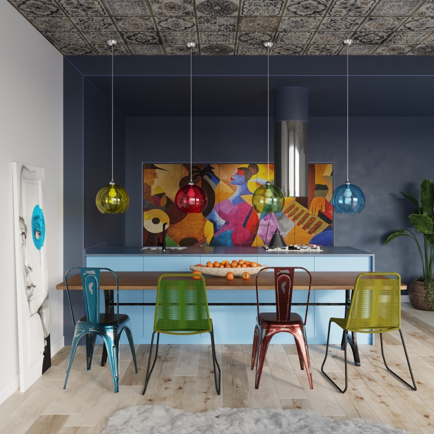 Viseča svetilka BALL 1xE27/15W/230V, premer 30 cm, prozorna