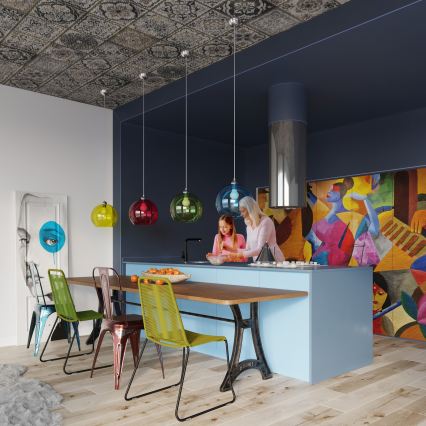 Viseča svetilka BALL 1xE27/15W/230V, premer 30 cm, prozorna