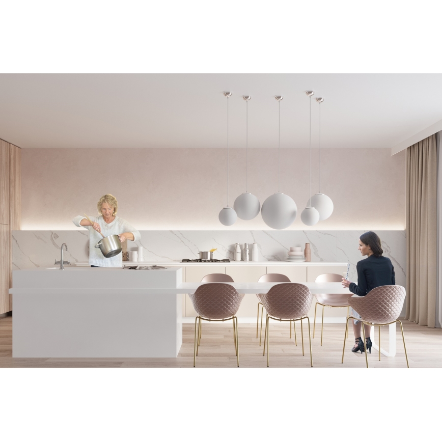 Viseči lestenec UGO 1xE27/15W/230V premer 30 cm bela/sijajni krom