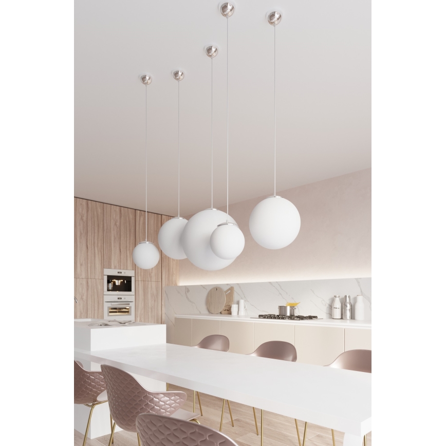 Viseča svetilka na kablu UGO 1xE27/15W/230V premer 40 cm bela/sijajni krom