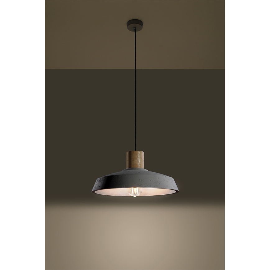 Lestenec na vrvici AFRA 1xE27/60W/230V siv/bukev