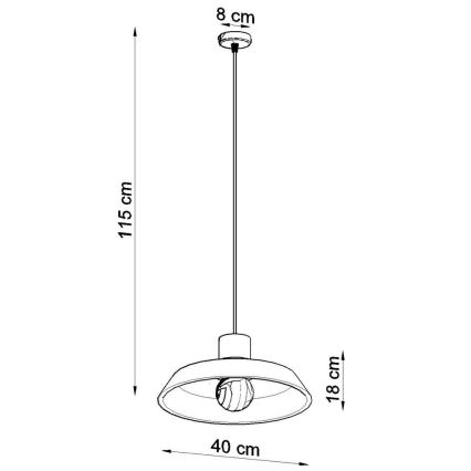 Lestenec na vrvici AFRA 1xE27/60W/230V siv/bukev