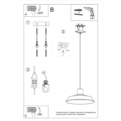 Lestenec na vrvici AFRA 1xE27/60W/230V siv/bukev