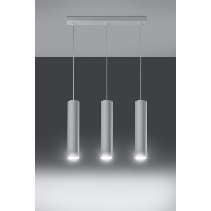Lestenec na vrvici LAGOS 3 3xGU10/10W/230V bela