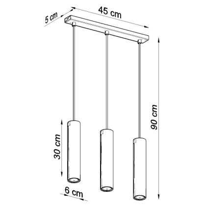 Lestenec na vrvici LAGOS 3 3xGU10/10W/230V bela