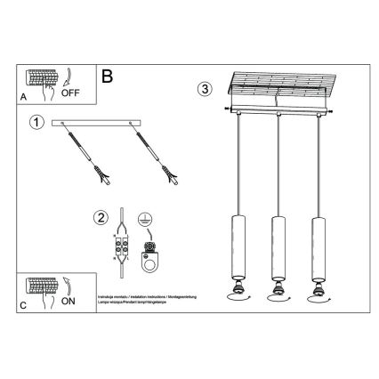 Lestenec na vrvici LAGOS 3 3xGU10/10W/230V bela