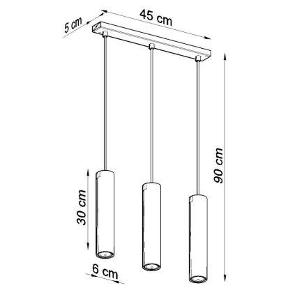 Lestenec na vrvici LAGOS 3 3xGU10/10W/230V črna