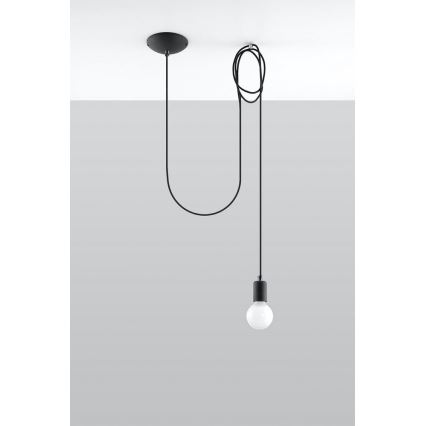 Lestenec na vrvici EDISON 1 1xE27/60W/230V pajek črna