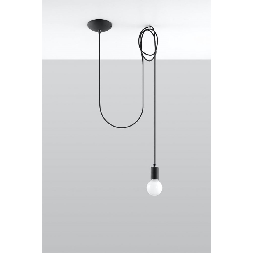 Lestenec na vrvici EDISON 1 1xE27/60W/230V pajek črna