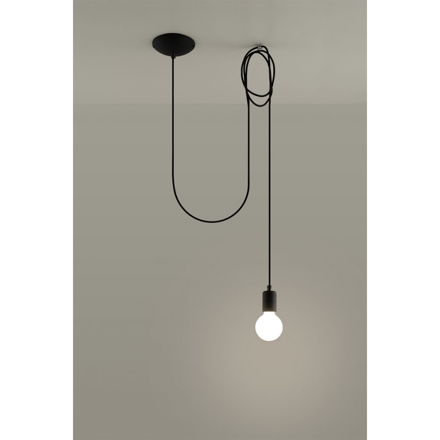 Lestenec na vrvici EDISON 1 1xE27/60W/230V pajek črna