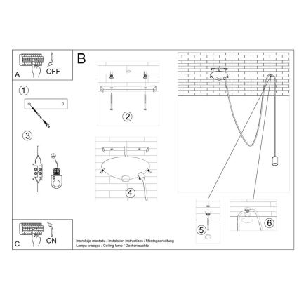 Lestenec na vrvici EDISON 1 1xE27/60W/230V pajek črna