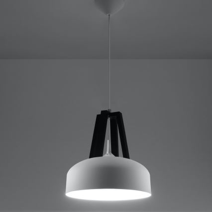 Lestenec na vrvici CASCO 1xE27/60W/230V pr. 30 cm Breza/bukev