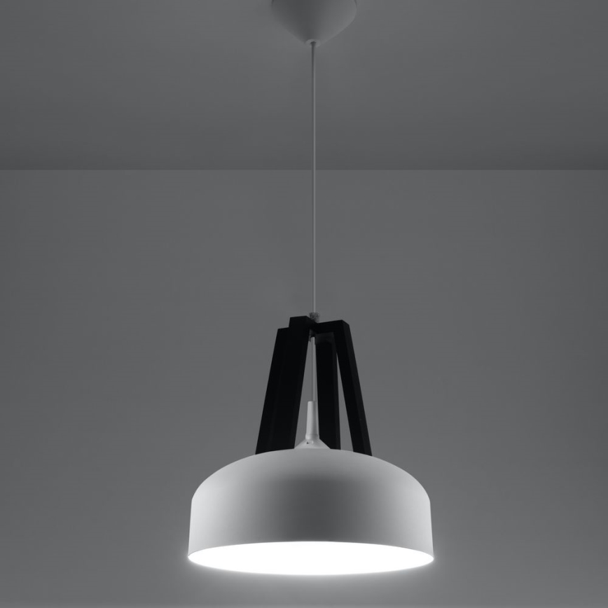 Lestenec na vrvici CASCO 1xE27/60W/230V pr. 30 cm Breza/bukev