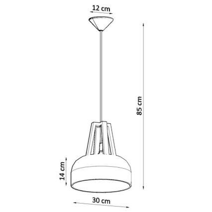 Lestenec na vrvici CASCO 1xE27/60W/230V pr. 30 cm Breza/bukev