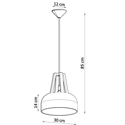 Lestenec na vrvici CASCO 1xE27/60W/230V pr. 30 cm Breza