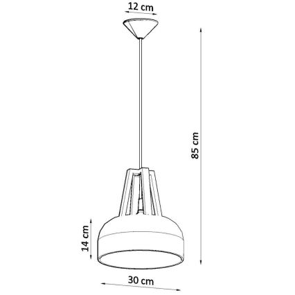 Lestenec na vrvici CASCO 1xE27/60W/230V pr. 30 cm Breza
