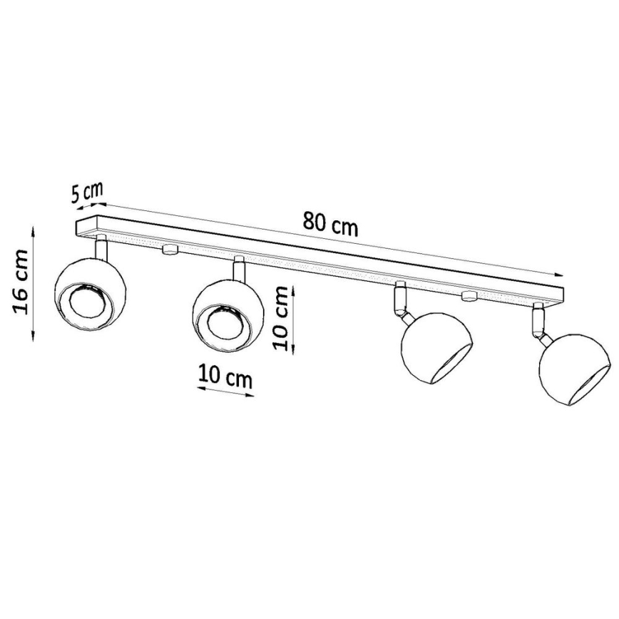 Stropni reflektor OCULARE 4xGU10/10W/230V