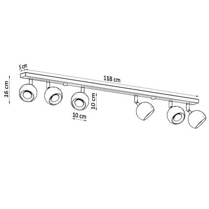 Stropni reflektor OCULARE 6xGU10/10W/230V
