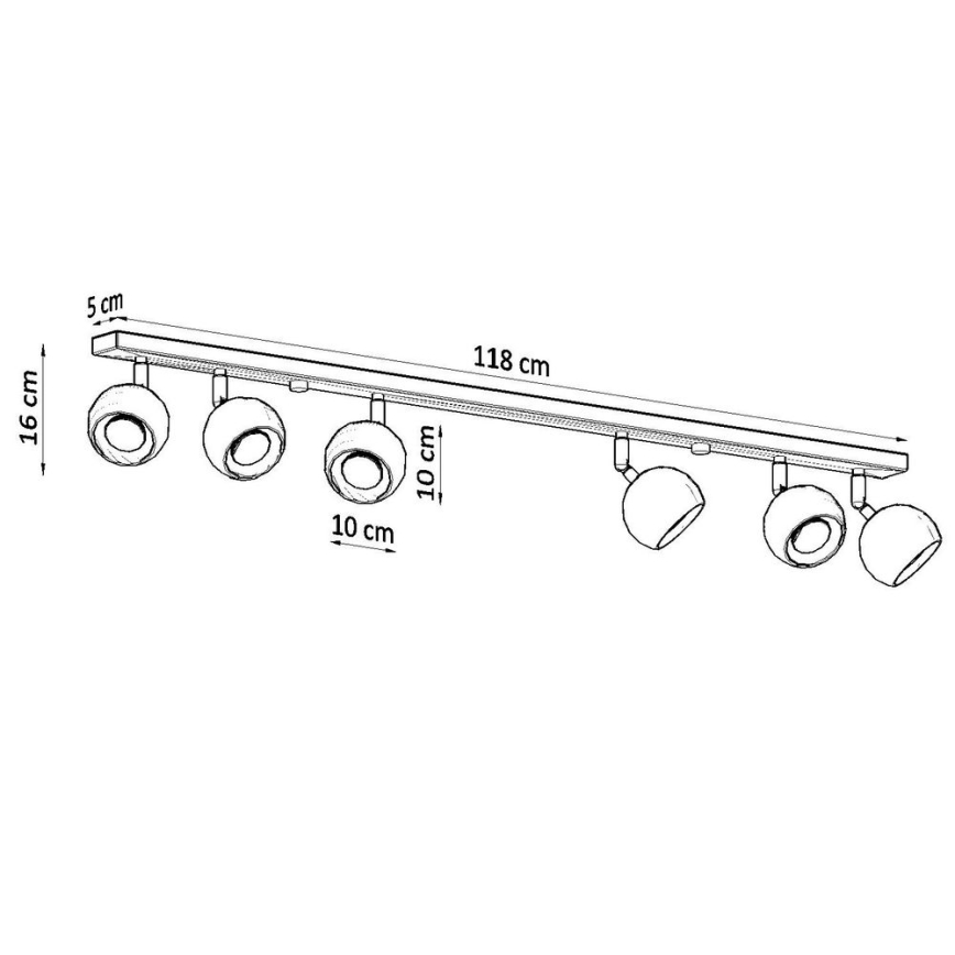 Stropni reflektor OCULARE 6xGU10/10W/230V