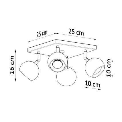 Stropni reflektor OCULARE 4xGU10/10W/230V