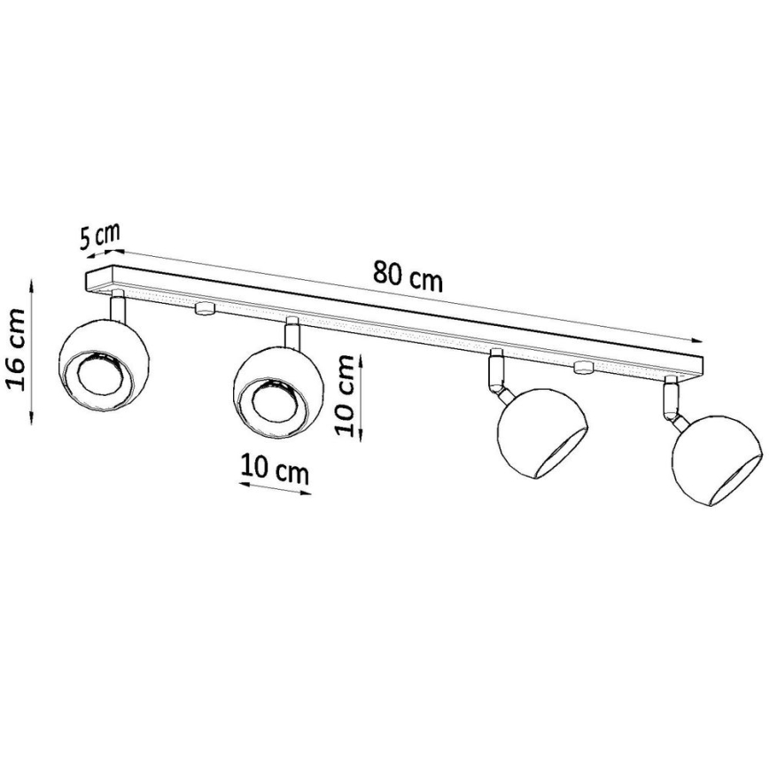 Stropni reflektor OCULARE 4xGU10/10W/230V