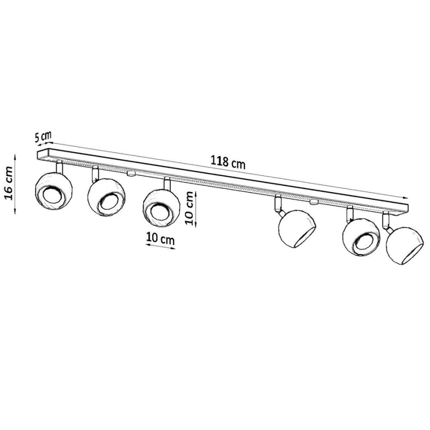 Stropni reflektor OCULARE 6xGU10/10W/230V