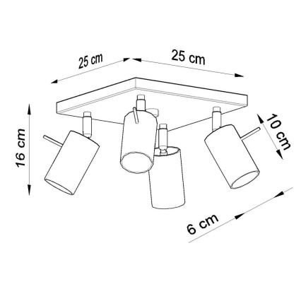 Stropni reflektor RING 4xGU10/10W/230V