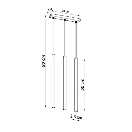 Lestenec na vrvici PASTELO 3xG9/8W/230V bela