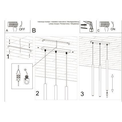 Lestenec na vrvici PASTELO 3xG9/8W/230V bela