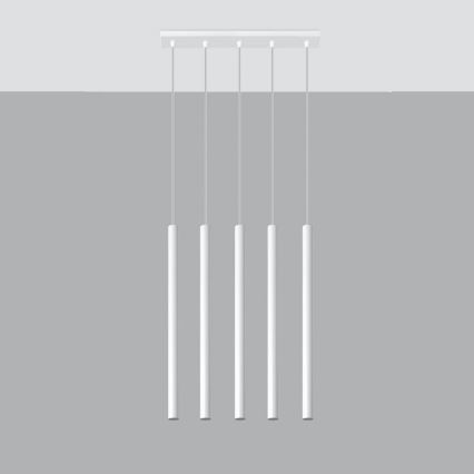 Lestenec na vrvici PASTELO 5xG9/8W/230V bela