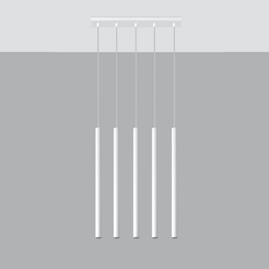 Lestenec na vrvici PASTELO 5xG9/8W/230V bela