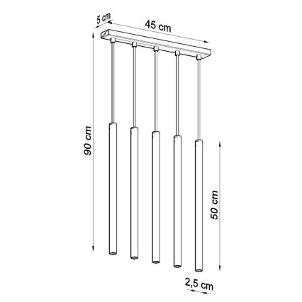 Lestenec na vrvici PASTELO 5xG9/8W/230V bela