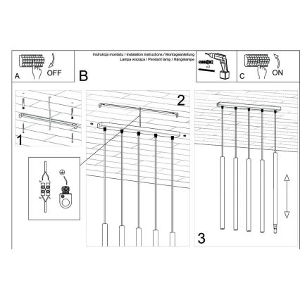 Lestenec na vrvici PASTELO 5xG9/8W/230V bela