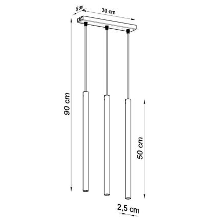 Lestenec na vrvici PASTELO 3xG9/8W/230V črna