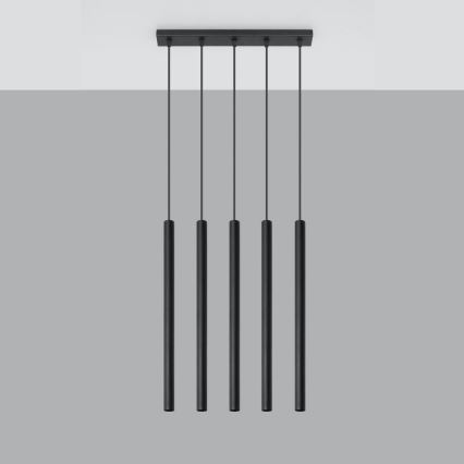 Lestenec na vrvici PASTELO 5xG9/8W/230V črna