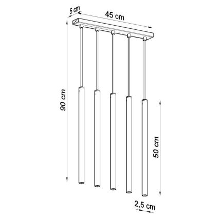 Lestenec na vrvici PASTELO 5xG9/8W/230V črna