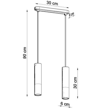 Lestenec na vrvici PABLO 2xGU10/40W/230V bela/bukev