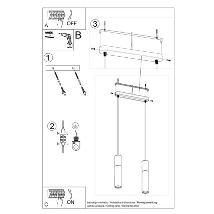 Lestenec na vrvici PABLO 2xGU10/40W/230V bela/bukev